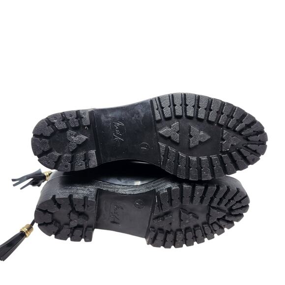 Mari A. Leather Lace Up Back Low Heel Mid Calf Boots Round Toe Black Size 7 - Picture 5 of 7